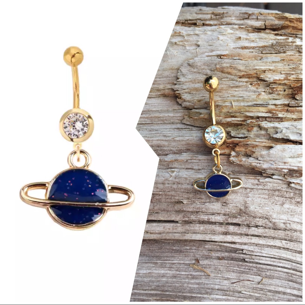 Gold Planet Belly Button Navel Ring